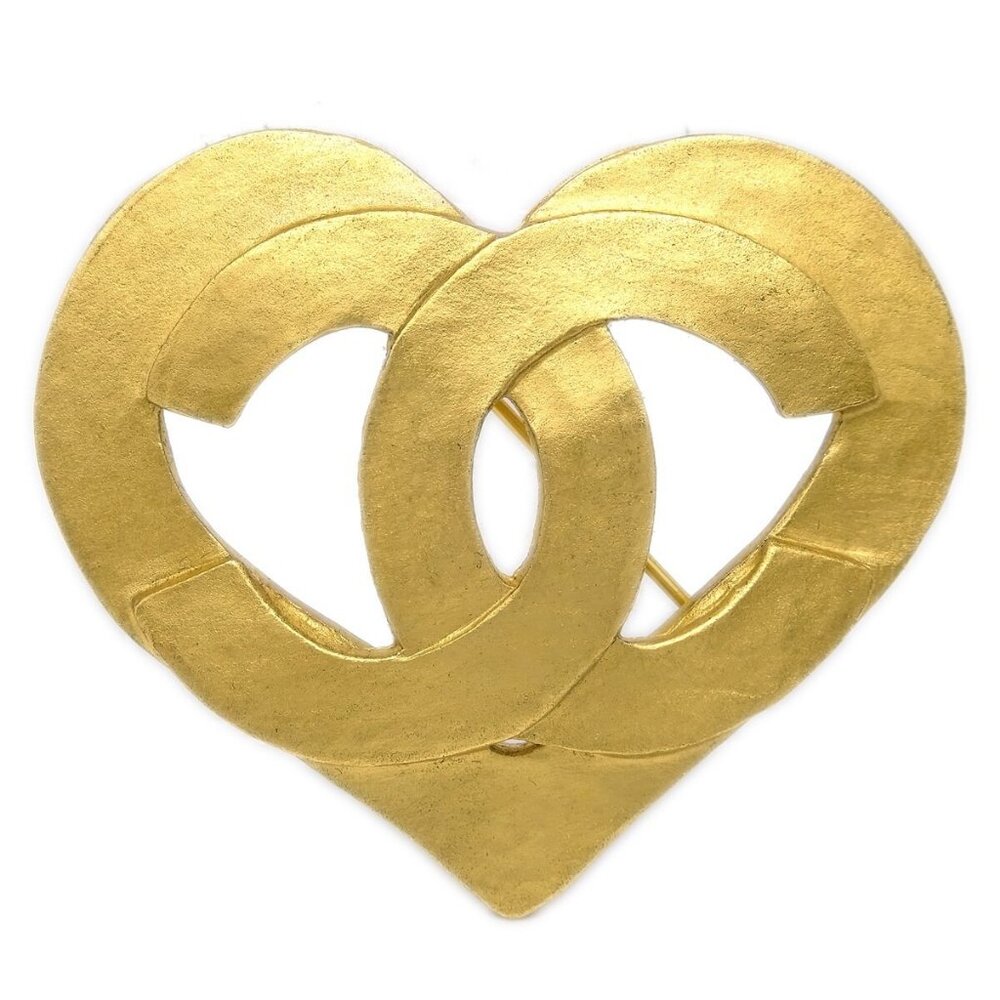 Chanel Heart Brooch Gold 95P 181895